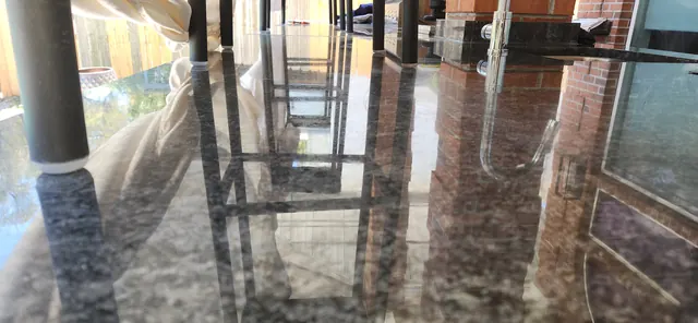 Deeply polished outdoor granite countertop with high gloss finish