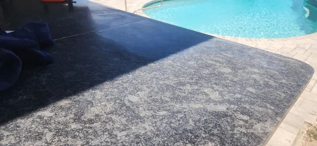 Patio stone counter requiring restoration and edge polish