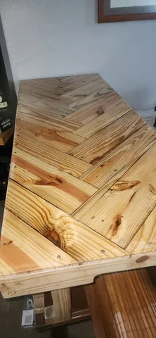 Finished custom reclaimed wood table in living room setting