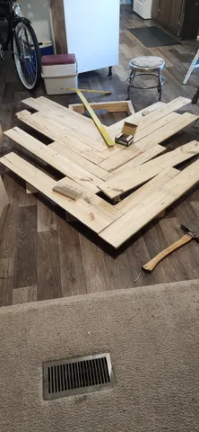 Reclaimed wood pallets selected for custom furniture building